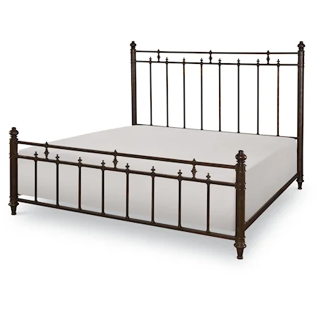 Queen Metal Bed with Turned Posts